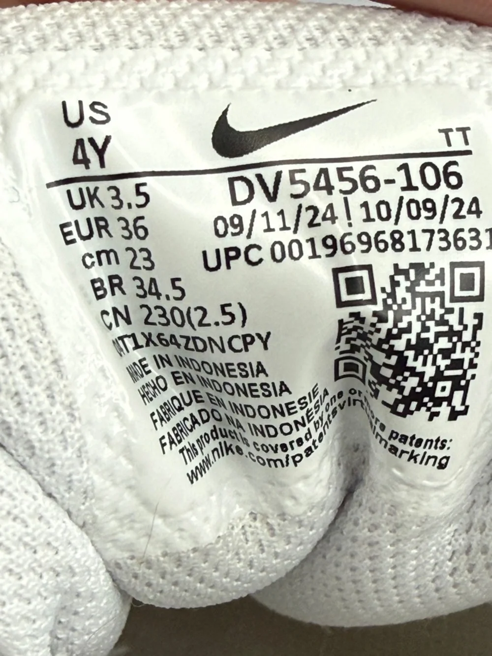 Nike Court Borough Low Recraft GS White Sneakers Youth 4Y Casual Shoes